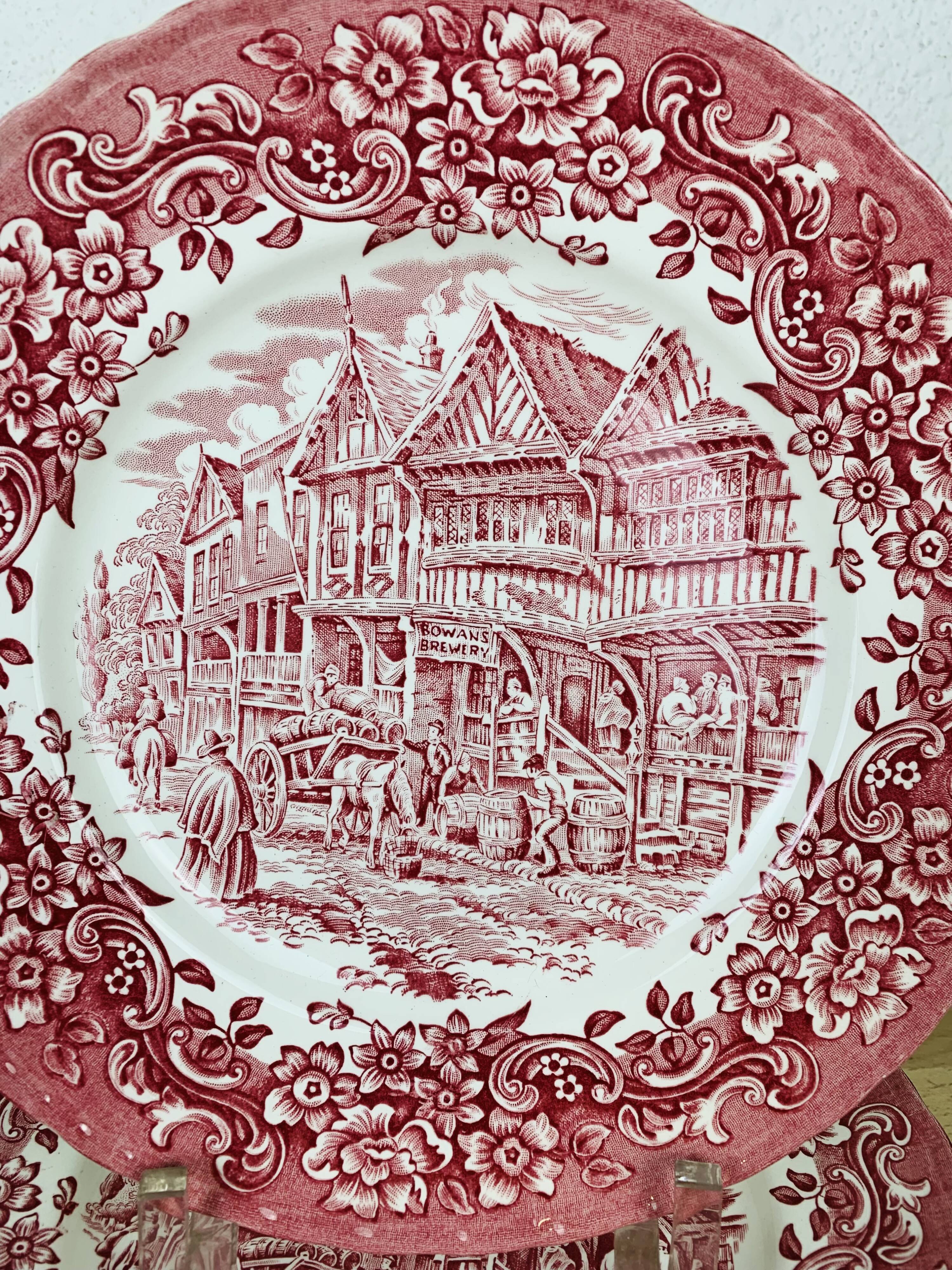 6 plates earth of iron red Royal Tudor model 17th century England ironstone