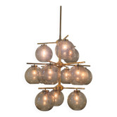 Holger Johansson, lustre en laiton et verre gris, Le Moderne Scandinave