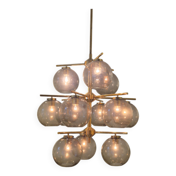 Holger Johansson, brass and grey glass chandelier, The Modern Scandinavian