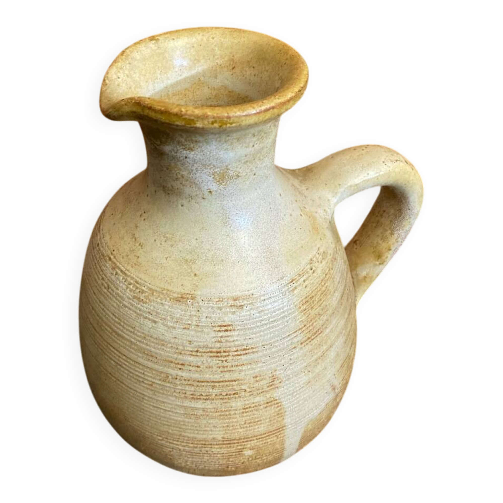 Old Pichet JEAN MARAIS Glazed Stoneware Beige France Vintage #D781