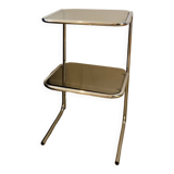 70's chrome pedestal side table