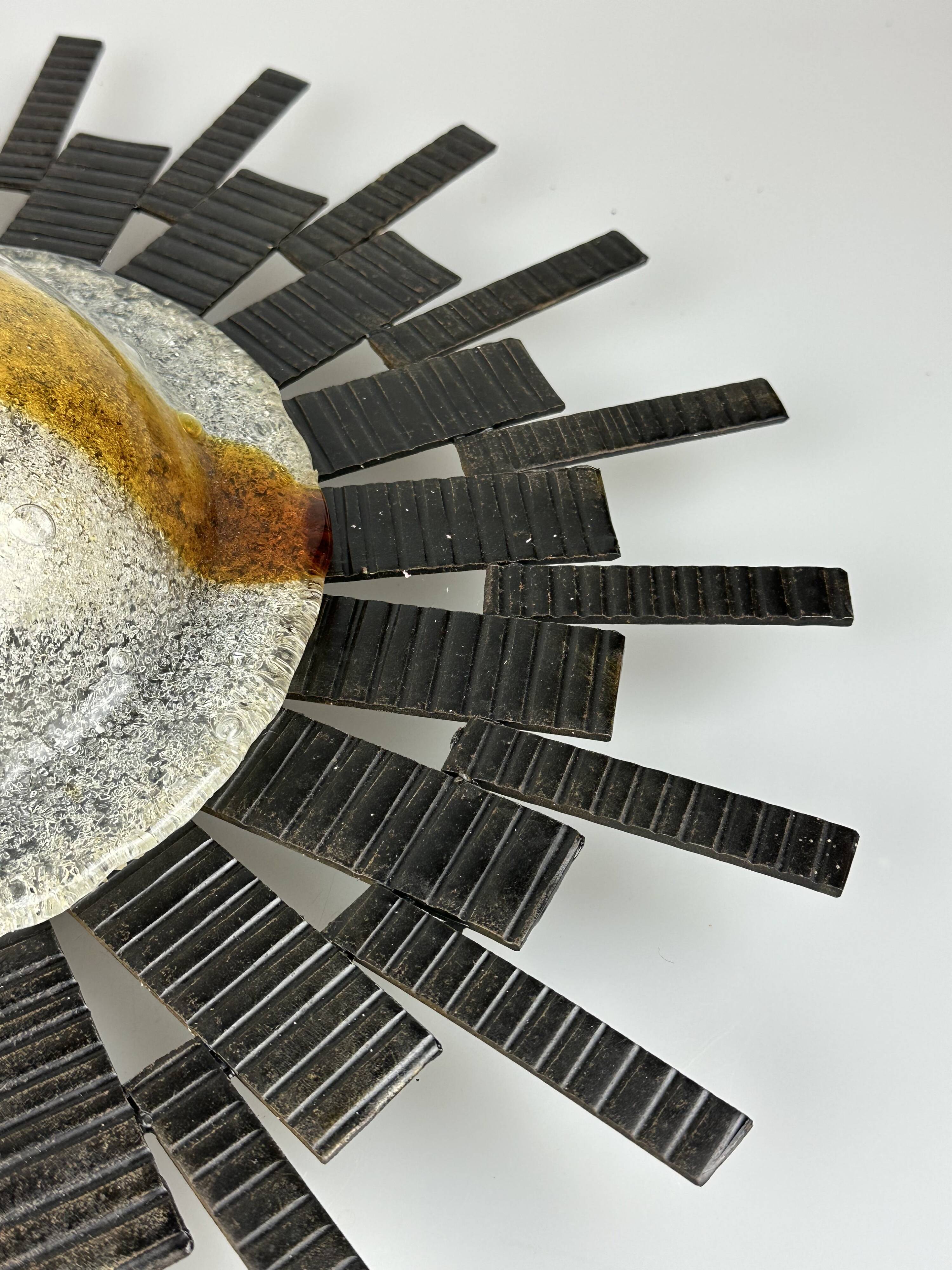 60s 70s Brutalist wall lamp wall light iron & glass by Honsel Leuchten