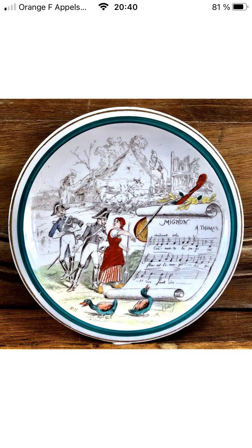 7 anciennes assiettes à dessert Creil et Montereau Terre de fer