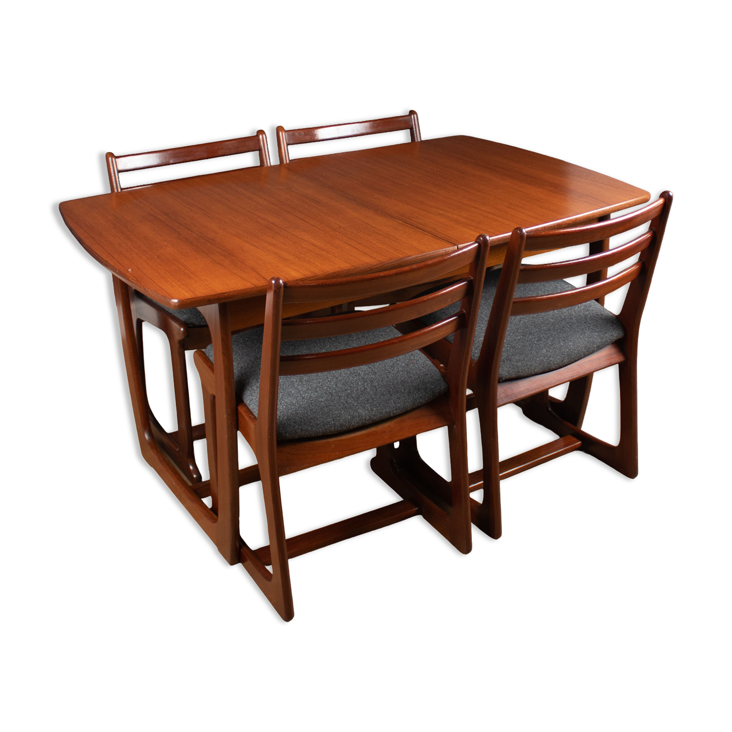 Retro teak 1960s portwood extending dining table & four chairs
