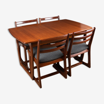 Retro teak 1960s portwood extending dining table & four chairs