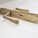 Pair of Louis XVI style beaded bronze door handles