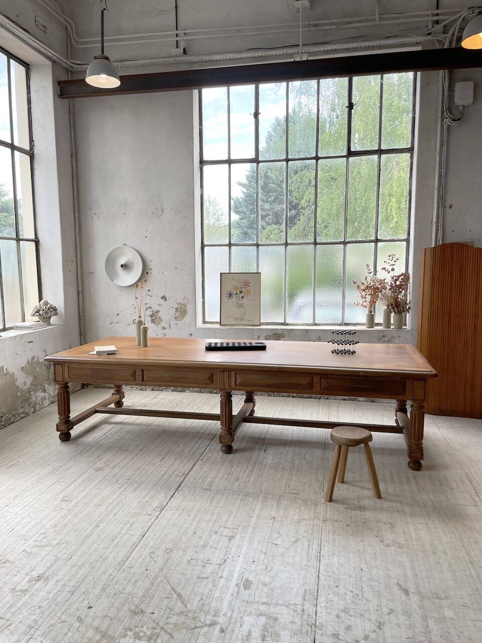 Solid walnut farmhouse castle table 1900 XXL