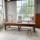 Solid walnut farmhouse castle table 1900 XXL