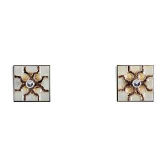 Set of 2 fat lava wall sconces, 1970