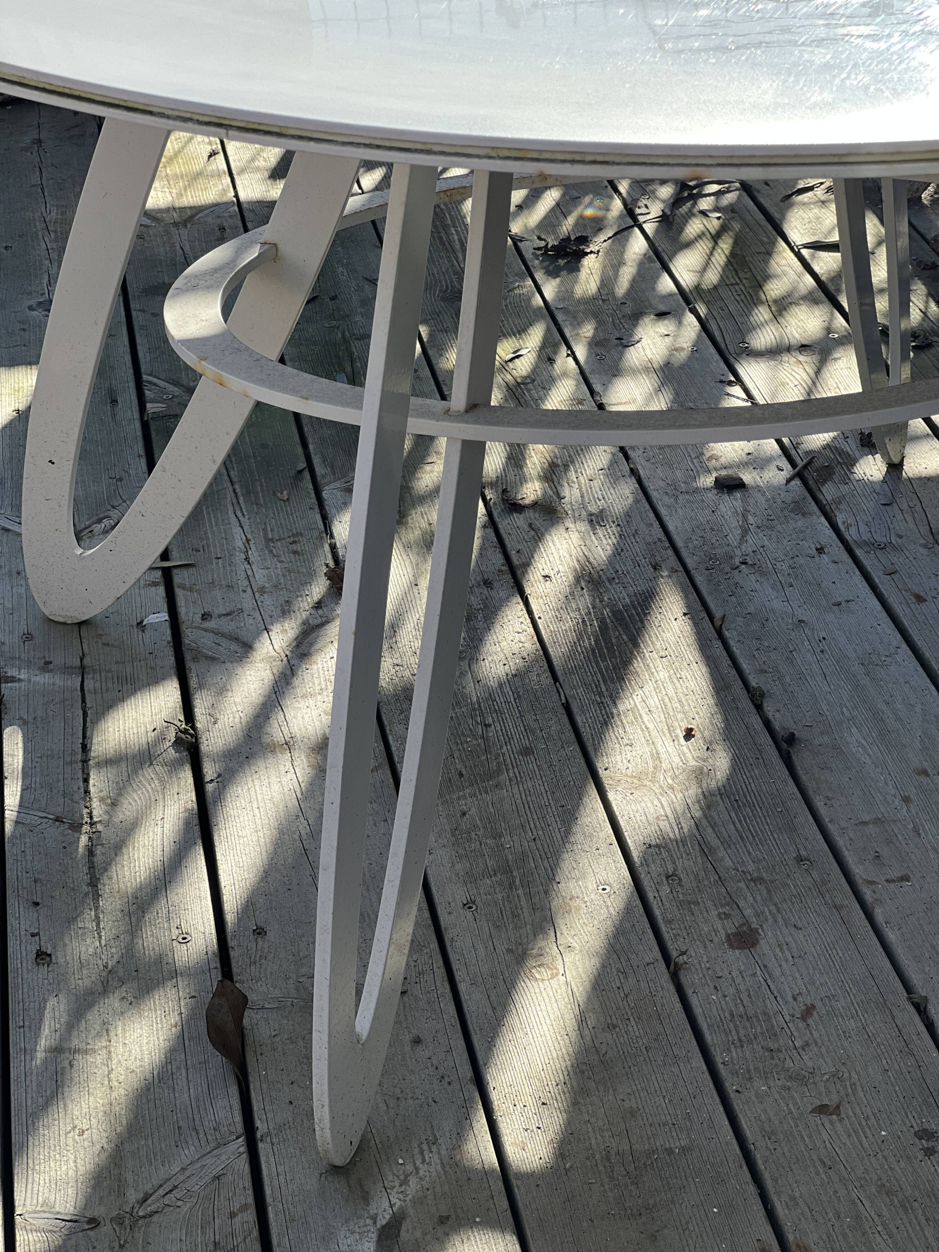 White metal table