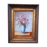 Peinture sur porcelaine Nature Morte "Bouquet de tulipes" XIX ème , Napoléon III