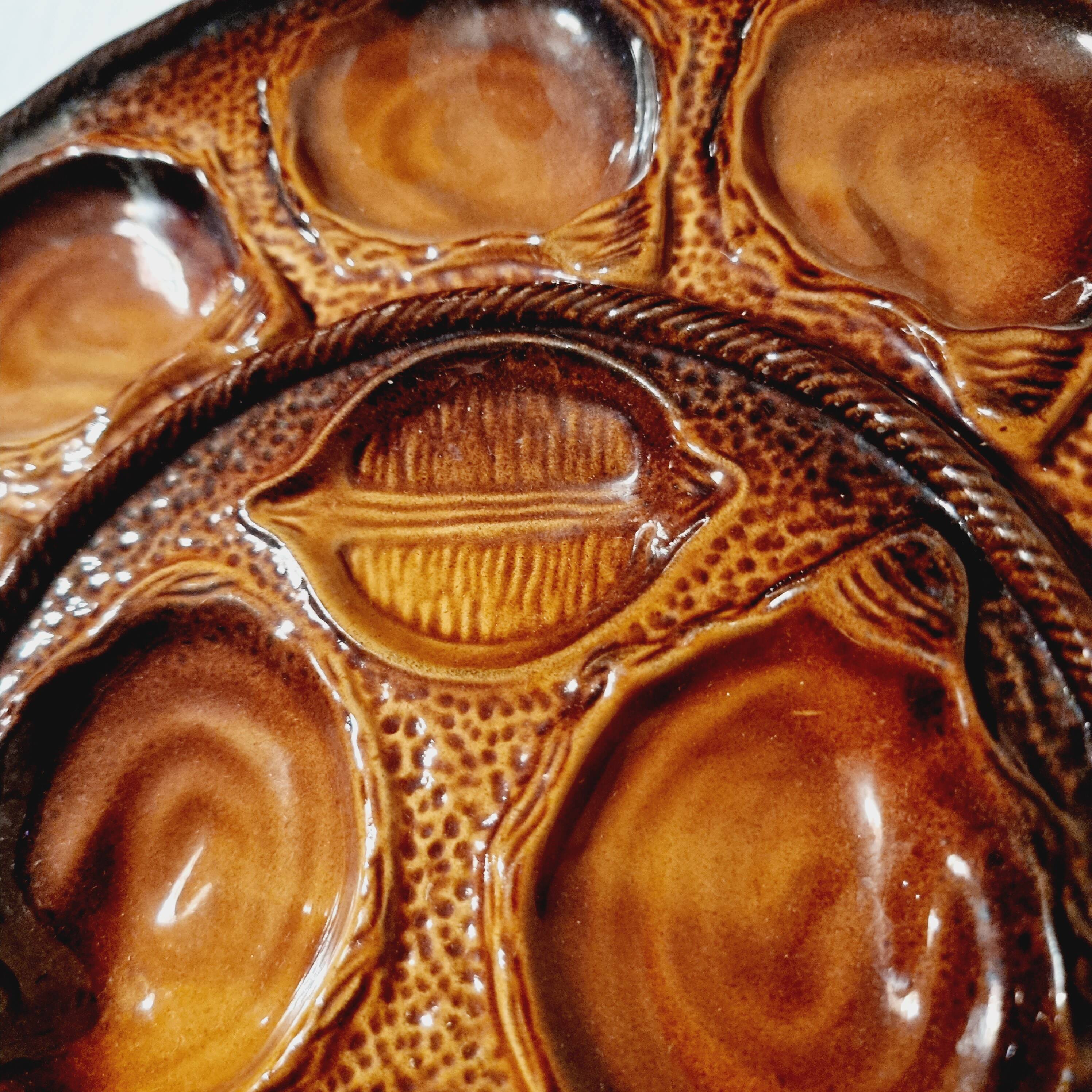 Large Plate for 12 Oysters in French Earthenware from St Clément 1970