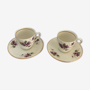 Deux tasses porcelaine aux violettes