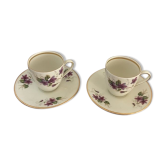 Two porcelain cups with violets