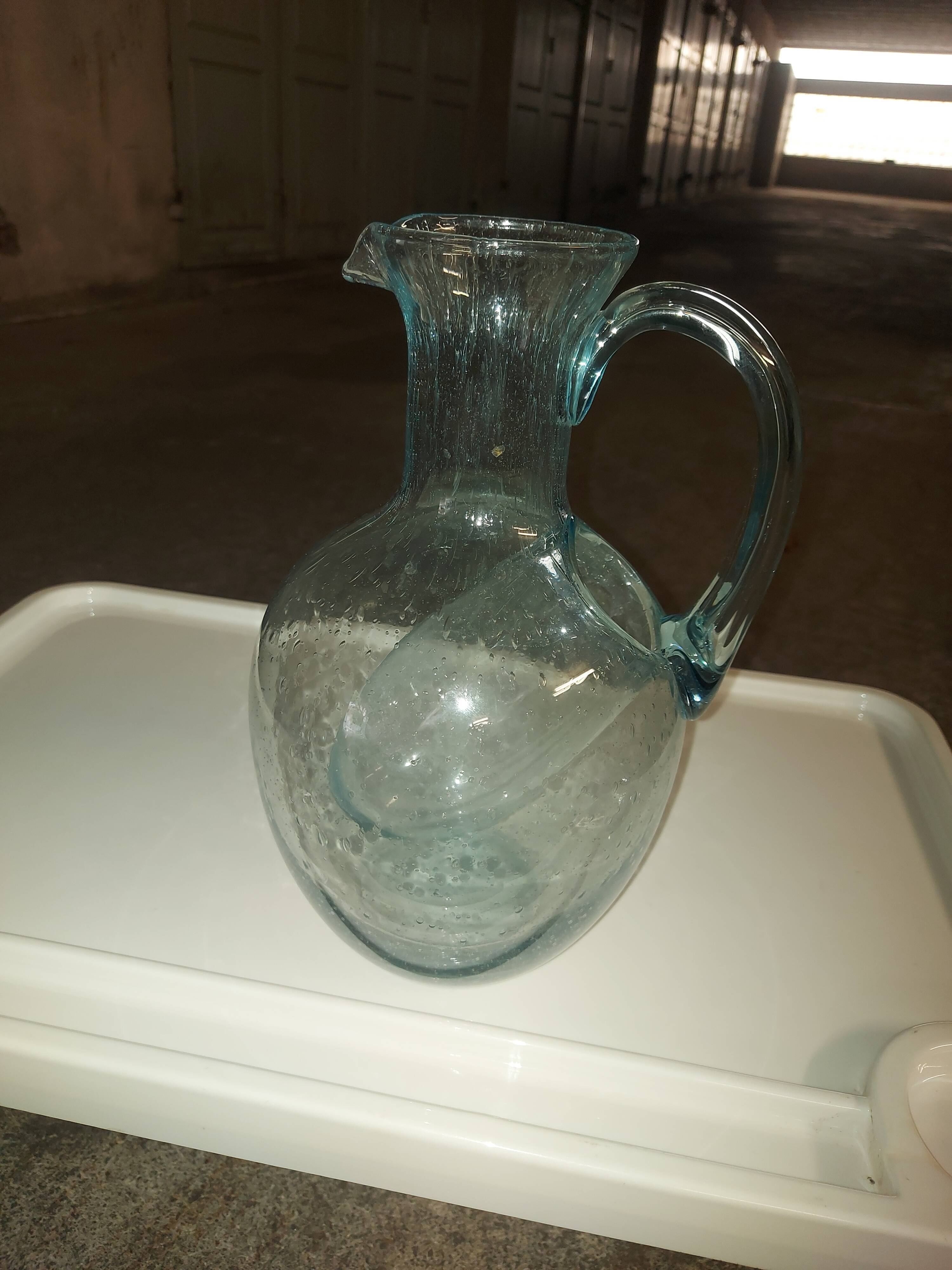 Biot blown glass decanter with ice cube tank