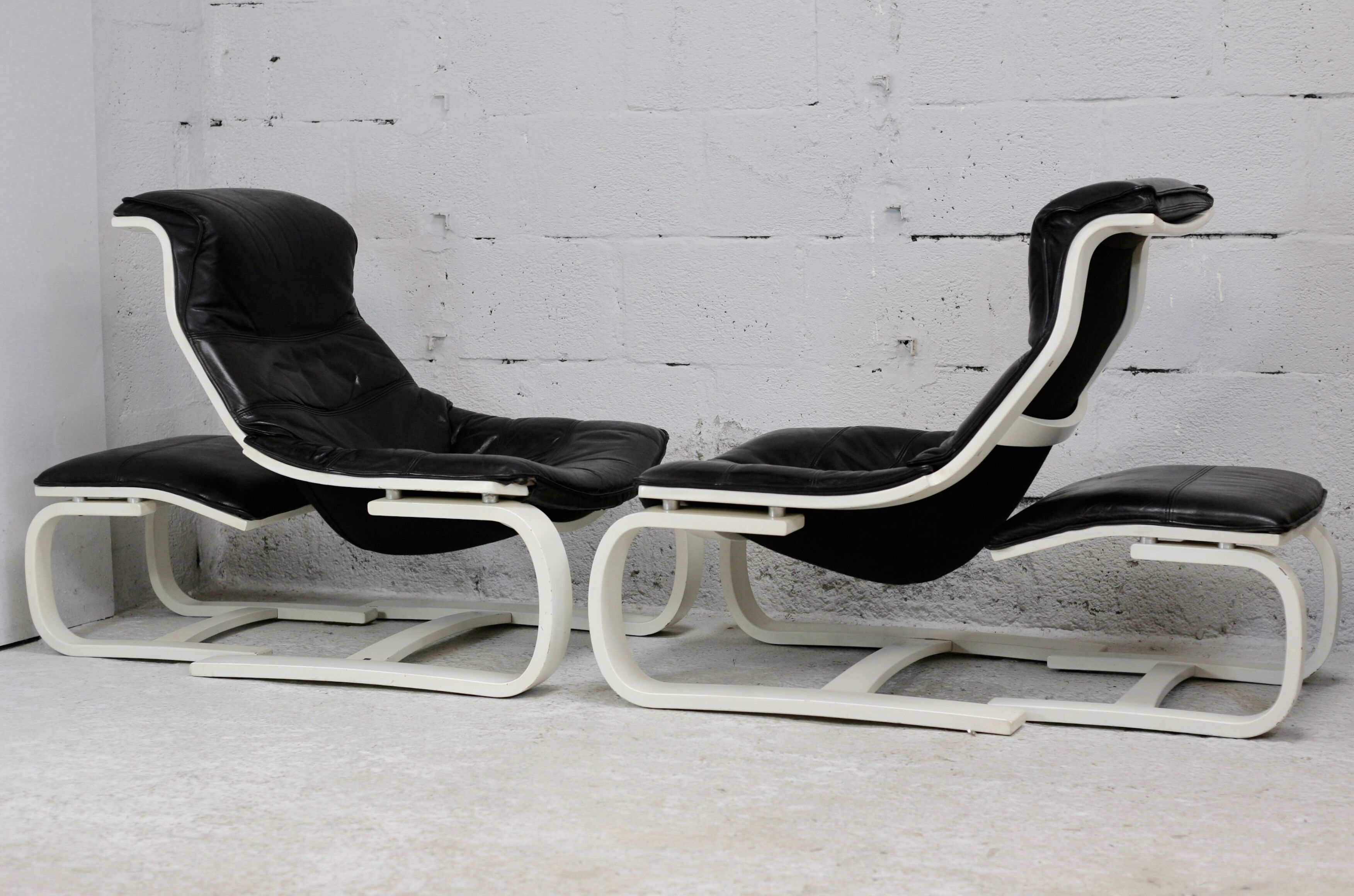 Pair of armchairs and ottomans Nelo Sweden, Sweden, circa 1975