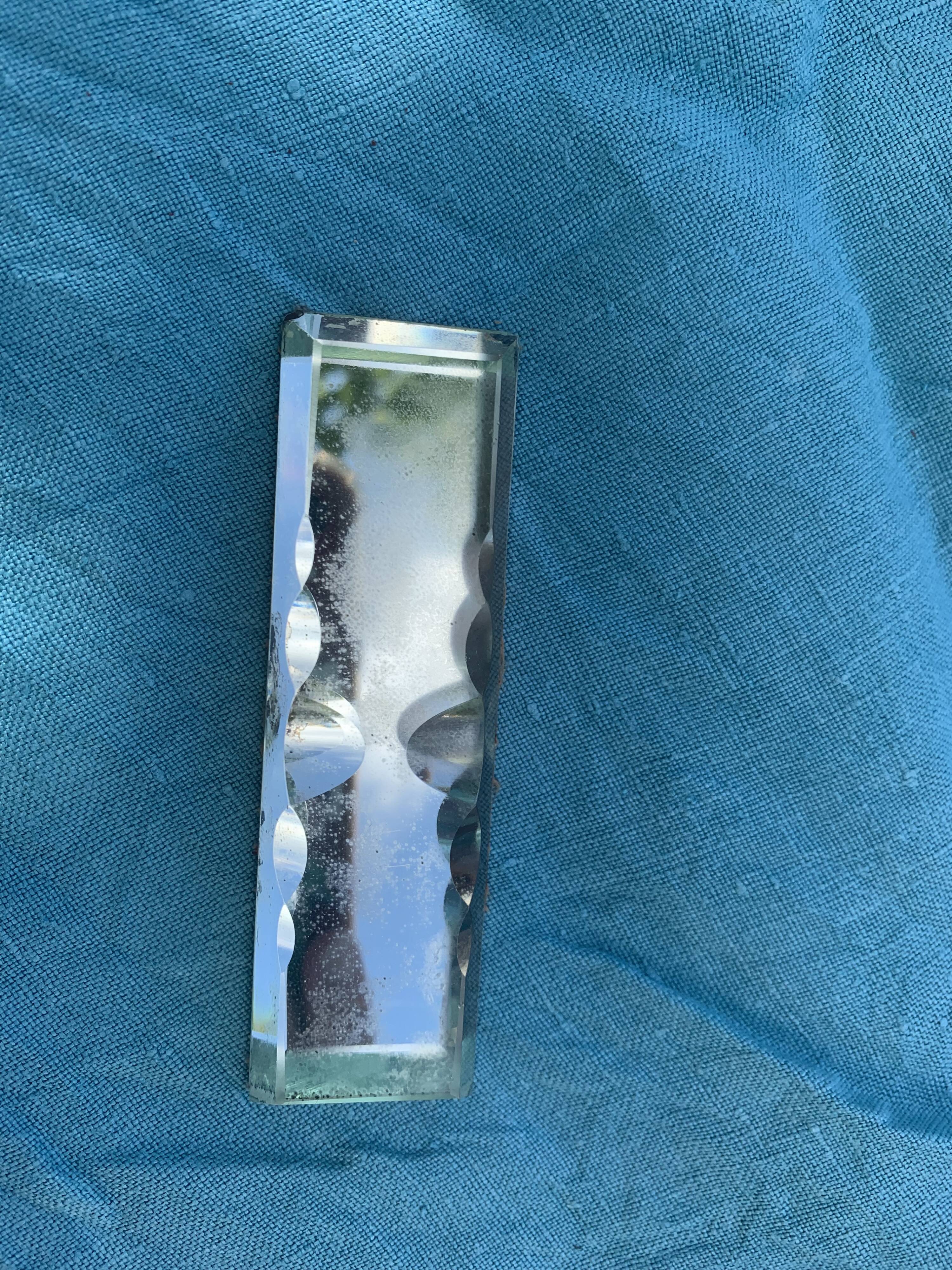 6 knife holders and a bottle bottom, glass, beveled mirror