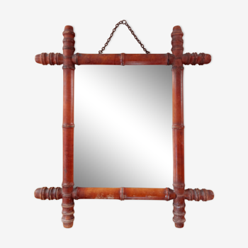 Miroir ancien en bois tourné