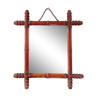 Miroir ancien en bois tourné