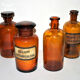 Set of 4 old brown glass apothecary bottles - Lab pharmacy bottle