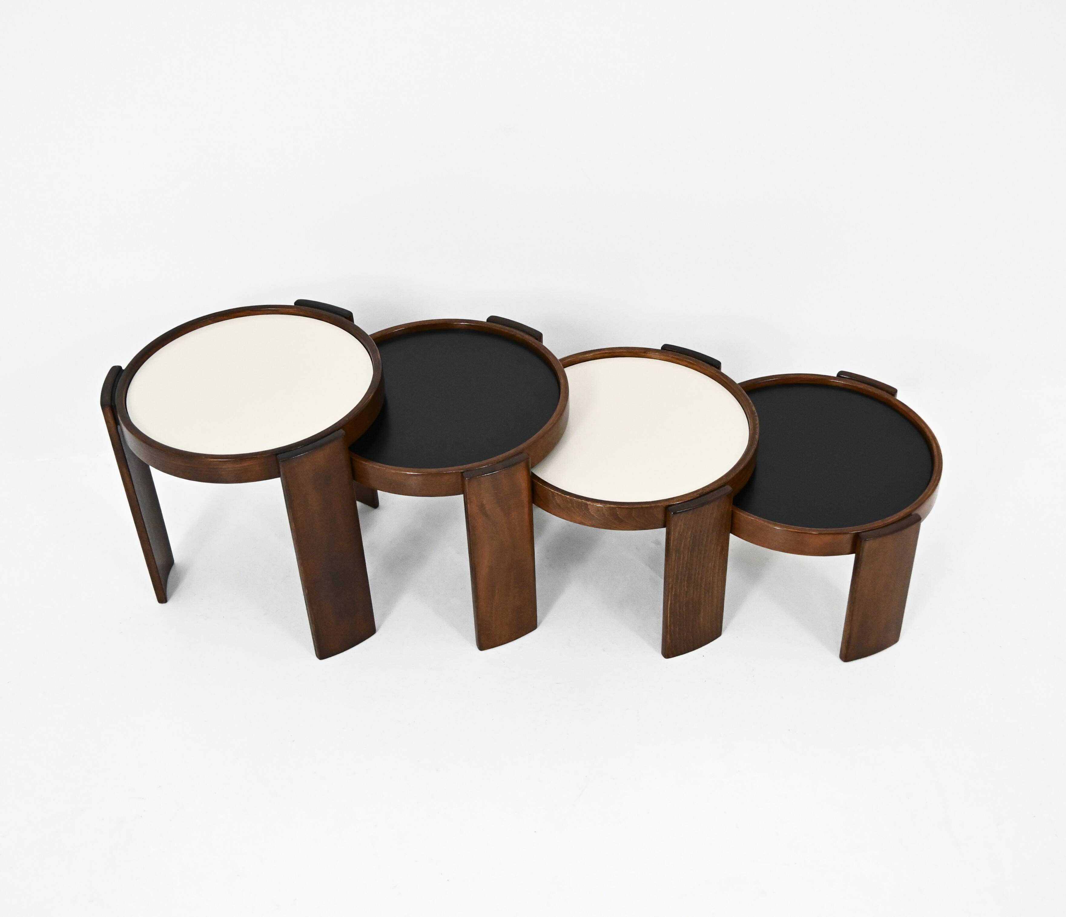 Nest tables model 780, created by Gianfranco Frattini for Cassina, year