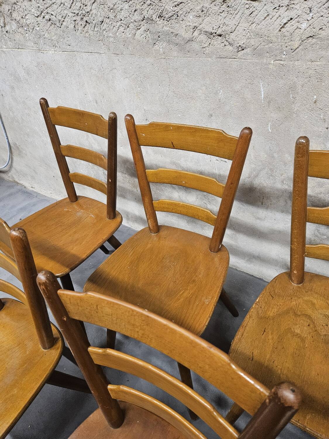 Lot of 9 1960s Campagarde bistro chairs