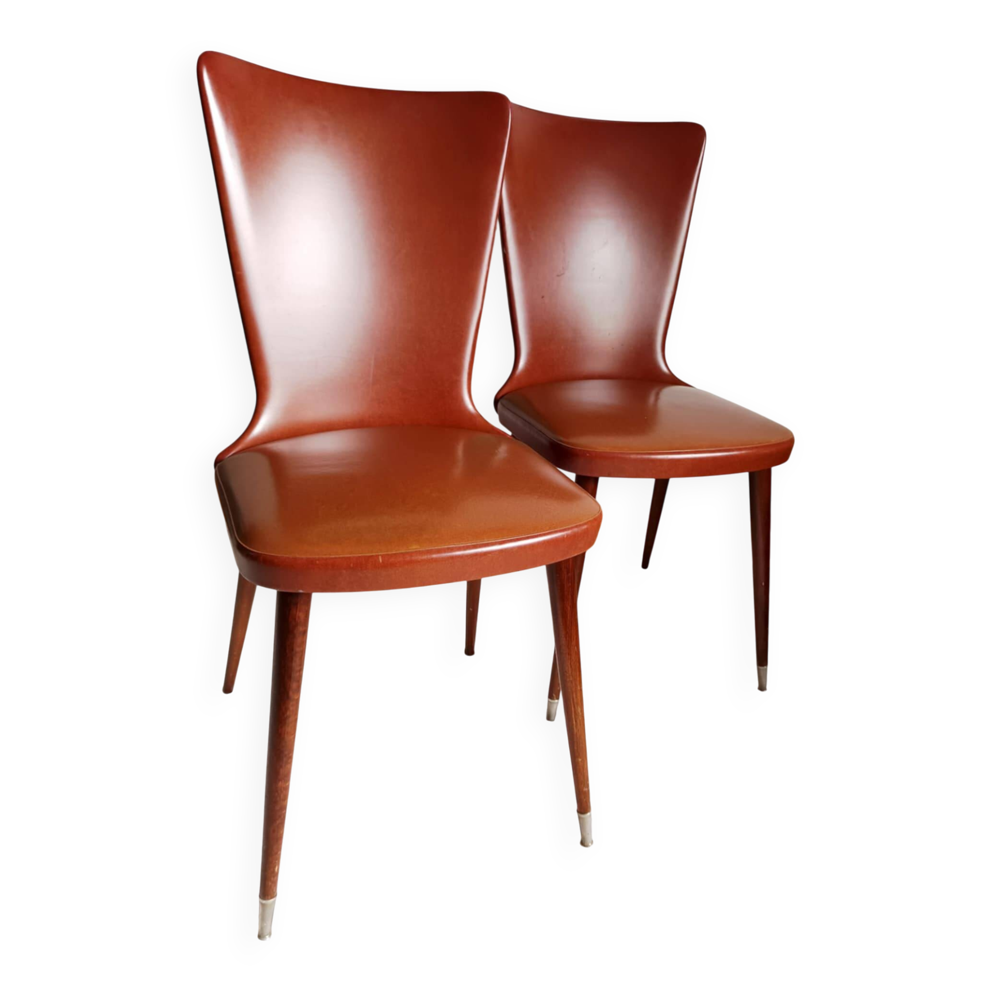 Pair of vintage vinyl chairs with splayed legs