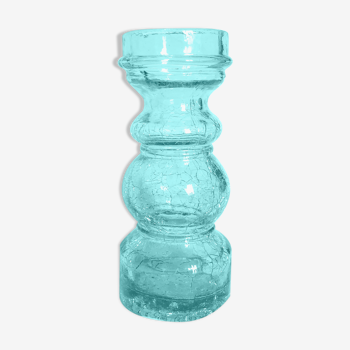 Blue vintage vase in cracked glass effect