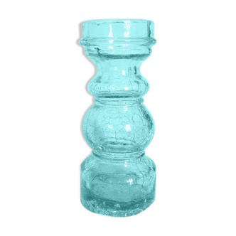 Blue vintage vase in cracked glass effect