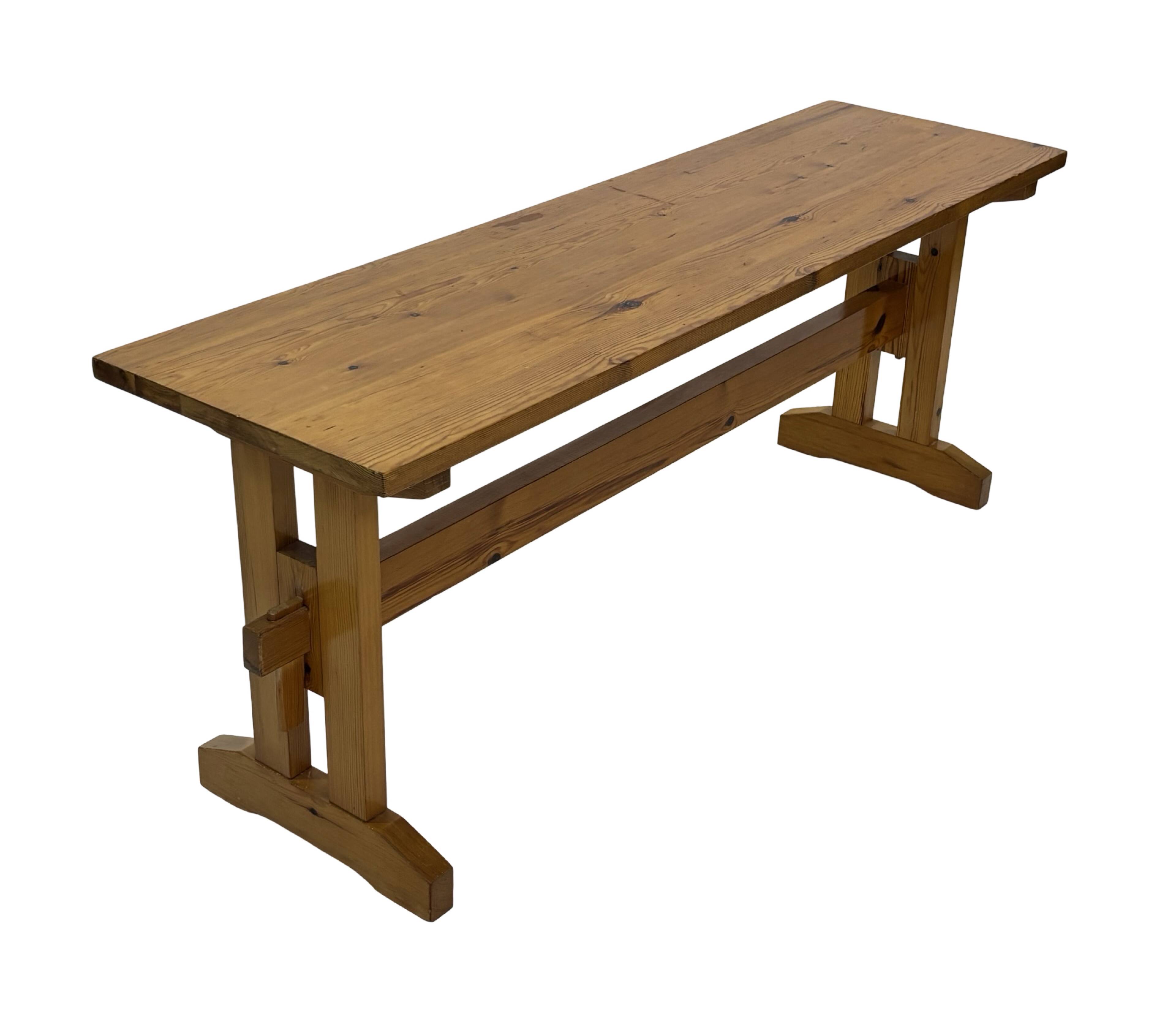 Vintage Scandinavian modern pinewood bench from the 1960's