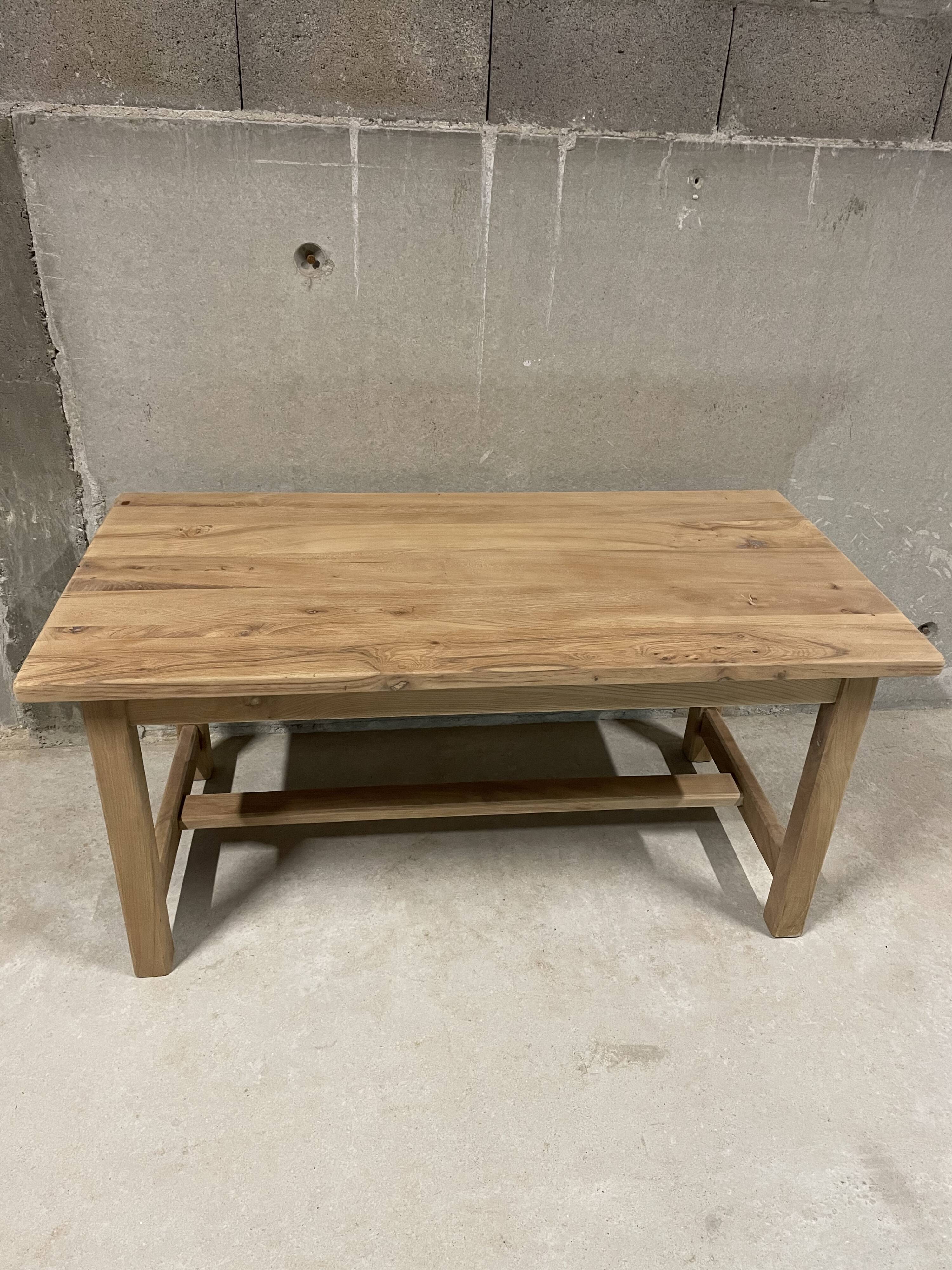 Solid wood table with beautiful natural grains.