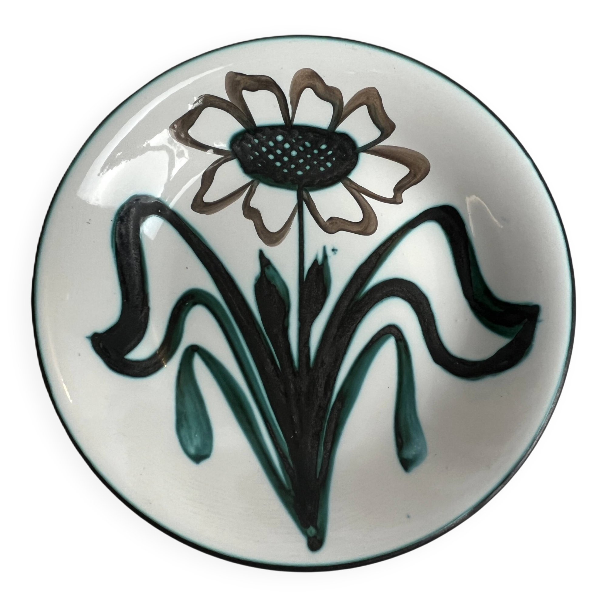 Picault, deep plate, polychrome earthenware with floral decoration, 20th century.