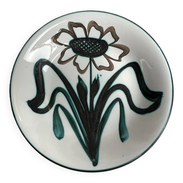 Picault, deep plate, polychrome earthenware with floral decoration, 20th century.