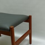 Ottoman stool, teak and leather, Spottrup, Denmark, 1960s