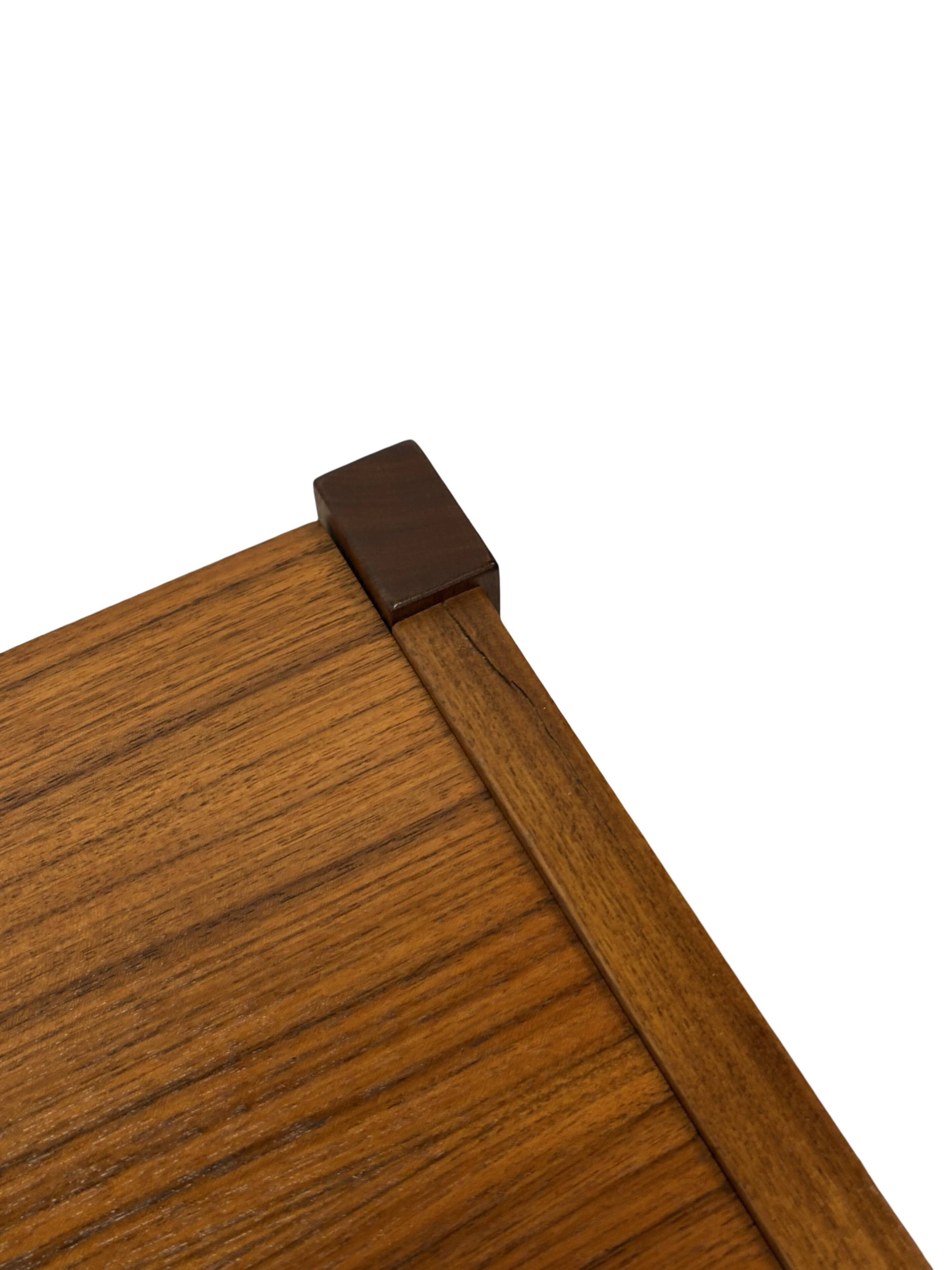 Vintage low sideboard with drawers 70's walnut veneer design