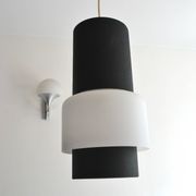 Suspension Louis Kalff chandelier metal opaline 50s