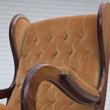 1960s, Scandinavian rocking chair, furniture velour, dark beech wood.