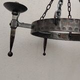 Round wrought iron vintage gothic medieval chandelier Réjane