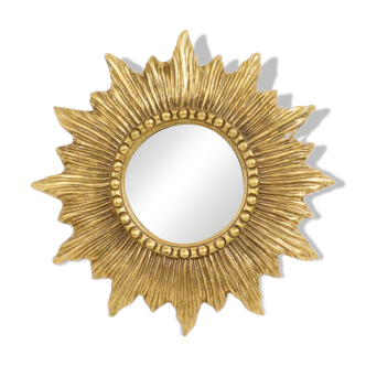 Miroir Sunburst doré, miroir solaire, sphère en verre, miroir de majordome