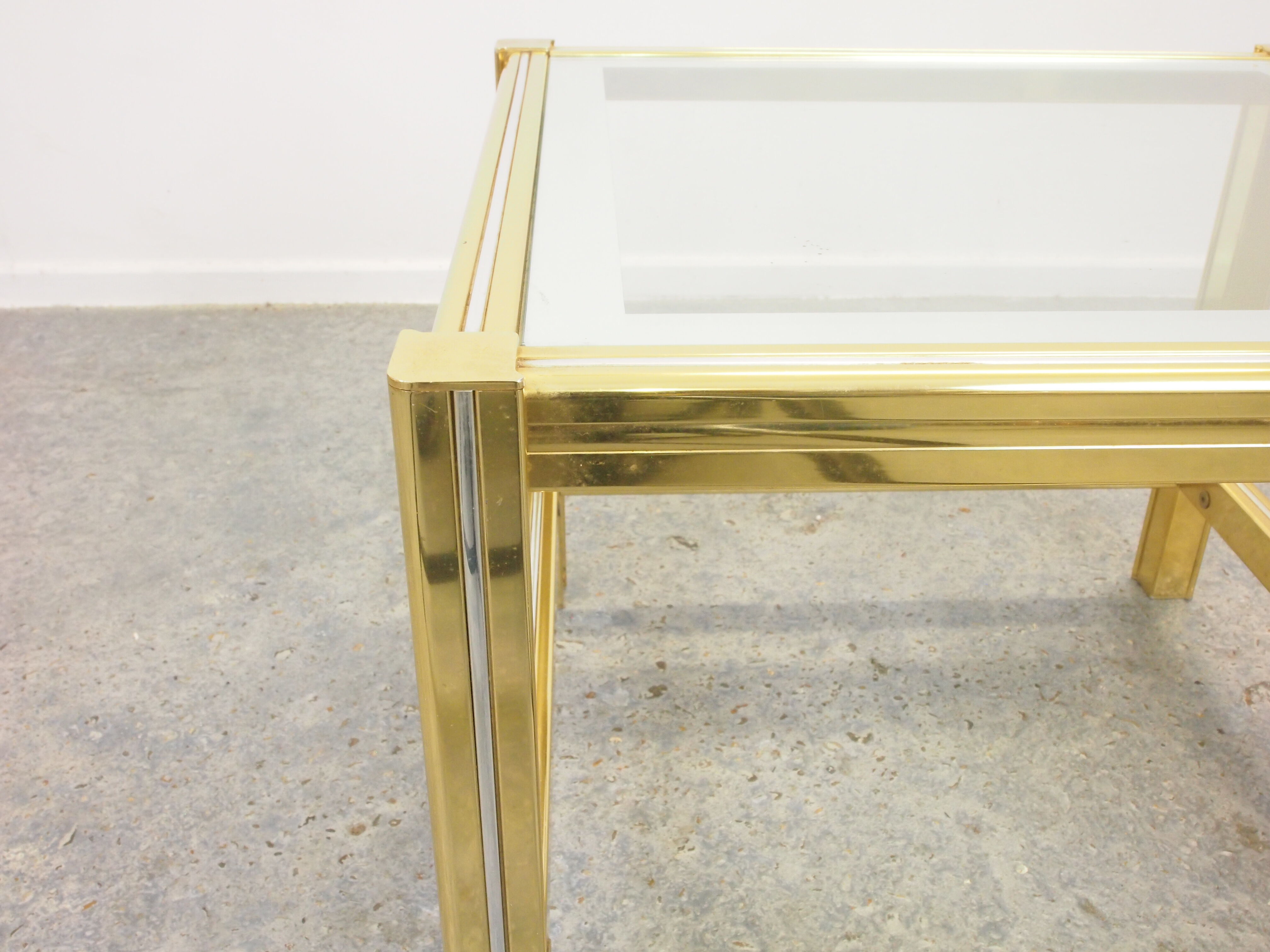Vintage brass Hollywood Regency sidetable Belgochrom