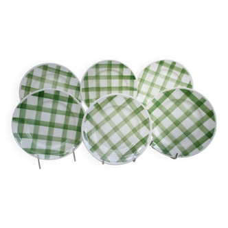 Orchies Moulin des Loups green “Tablecloth” dessert plates - set of 6