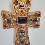 CERAMIC CROSS AND GLASS WARE SIGNED MANON DLG MITHE ESPELT 1960