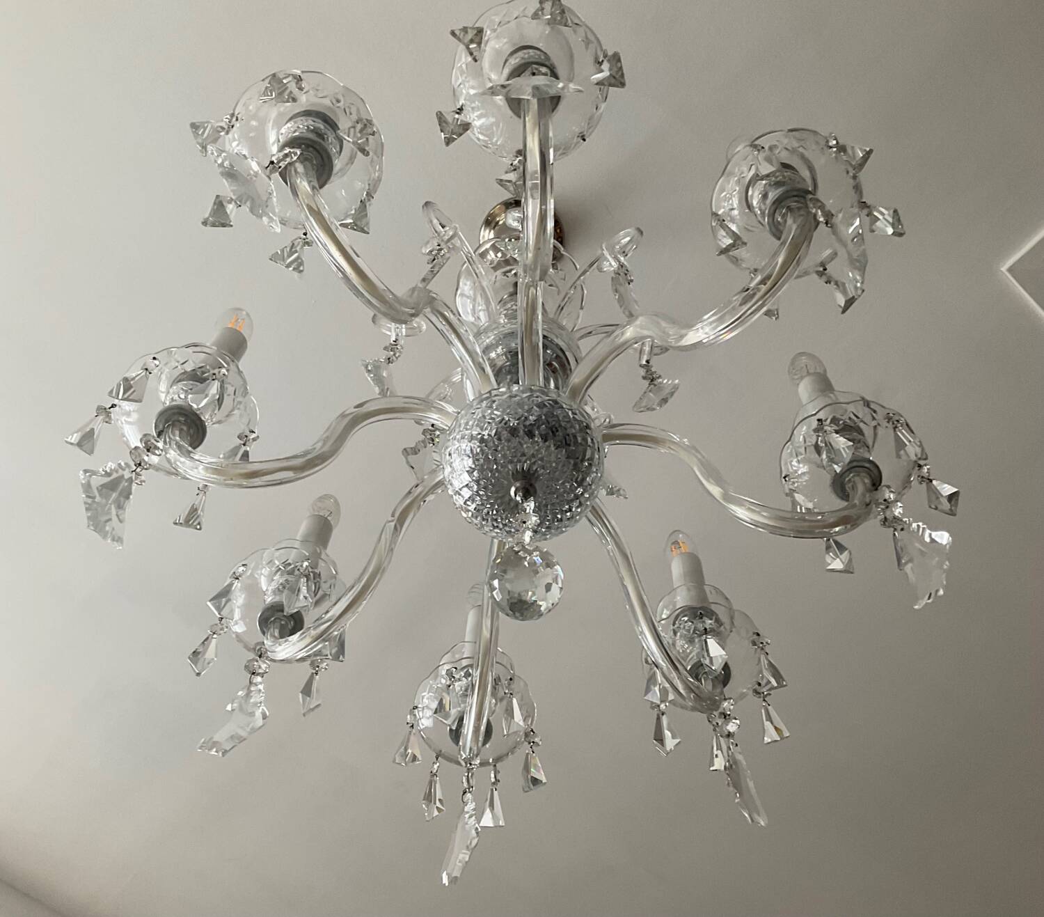Ancien Lustre en cristal de Bohème 8 bras