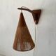 Teak wall lamp with natural ropes by Ib Fabiansen for Fog & Mørup, 1960s, Denmark.