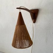 Teak wall lamp with natural ropes by Ib Fabiansen for Fog & Mørup, 1960s, Denmark.