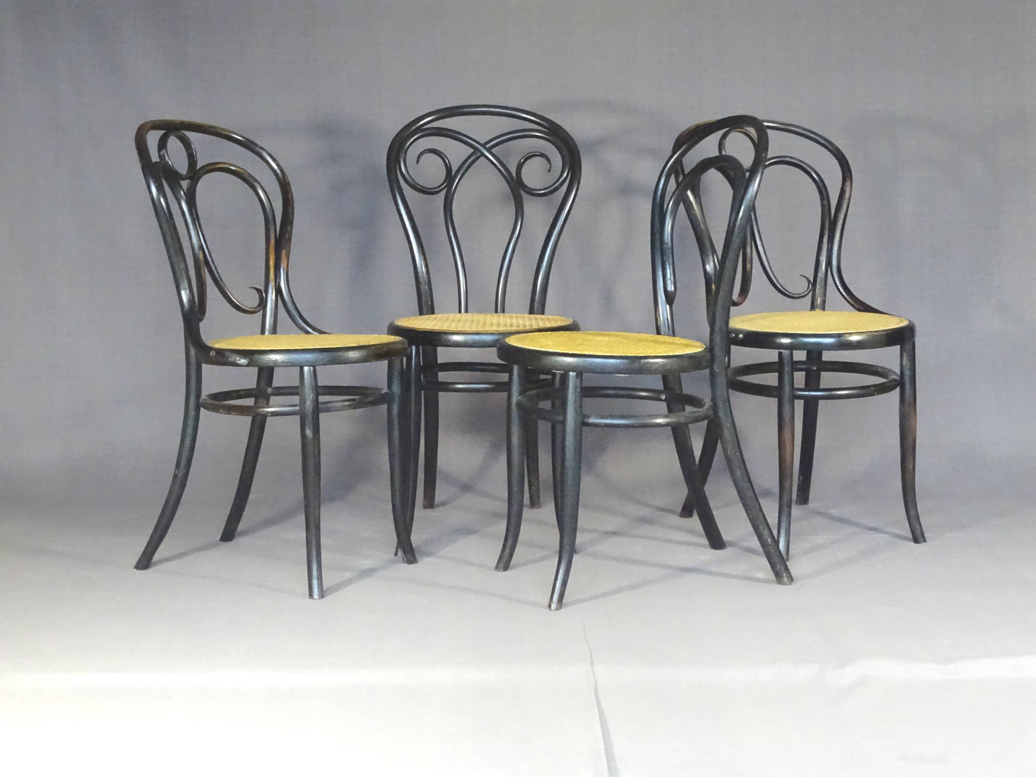 Set of 4 kohn "empire black" chairs circa 1880 + thonet-