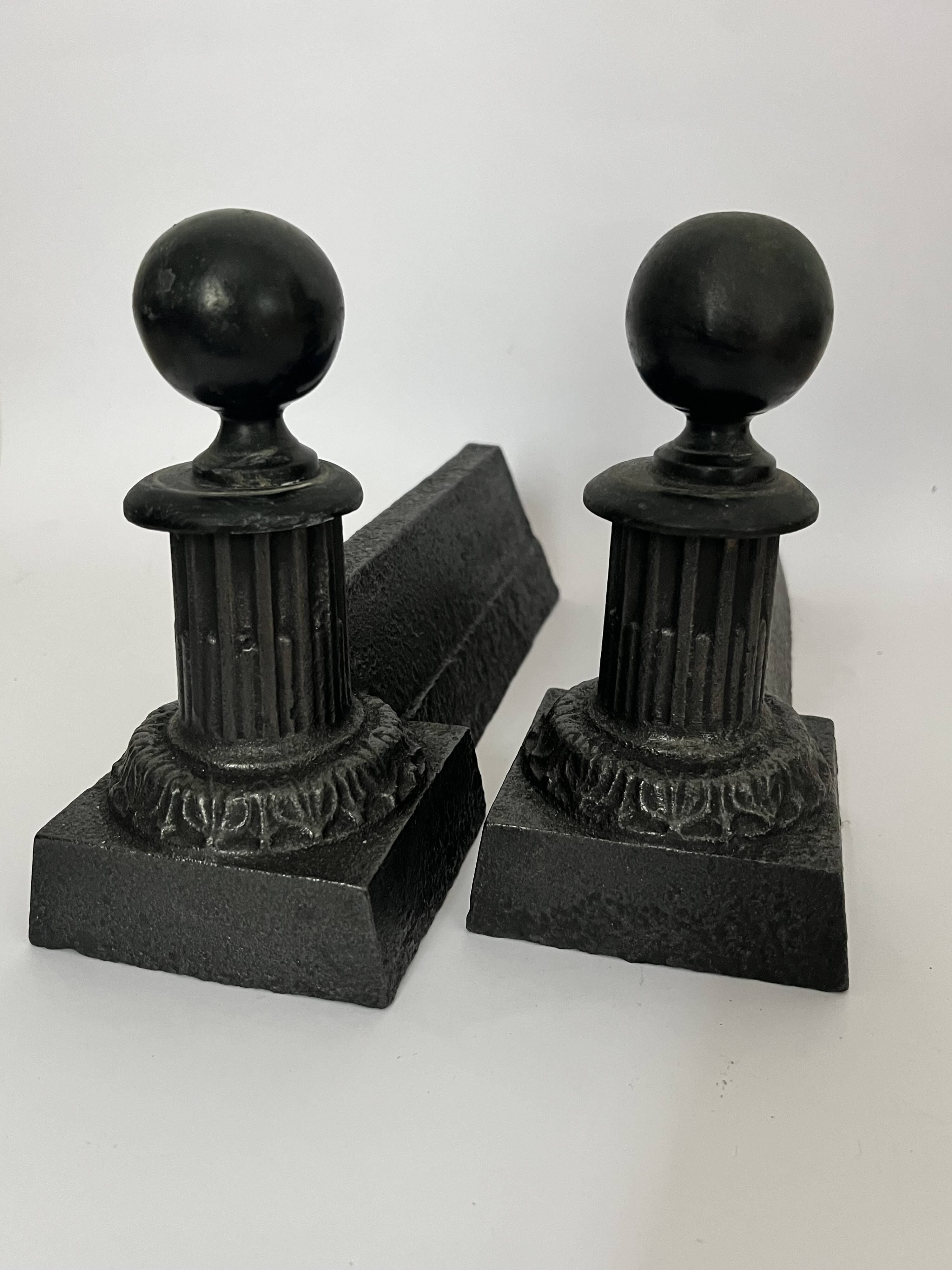 Pair of neoclassical andirons