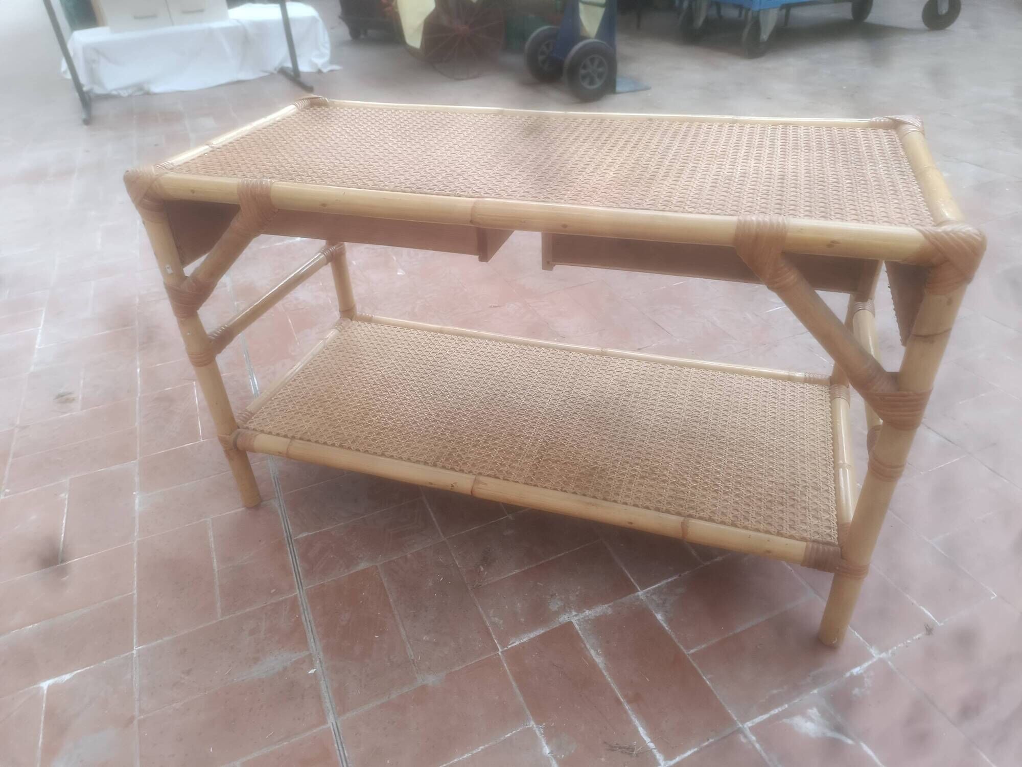 Bamboo and cane coffee table