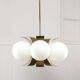 Vintage Italian Copper and Opaline Chandelier, 1970s