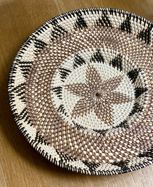 Round ethnic Balinese rattan tray